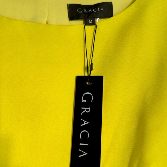 🔥NWT GRACIA PEPLUM TOP NEON YELLOW TOP🔥🔥 - Picture 7 of 9